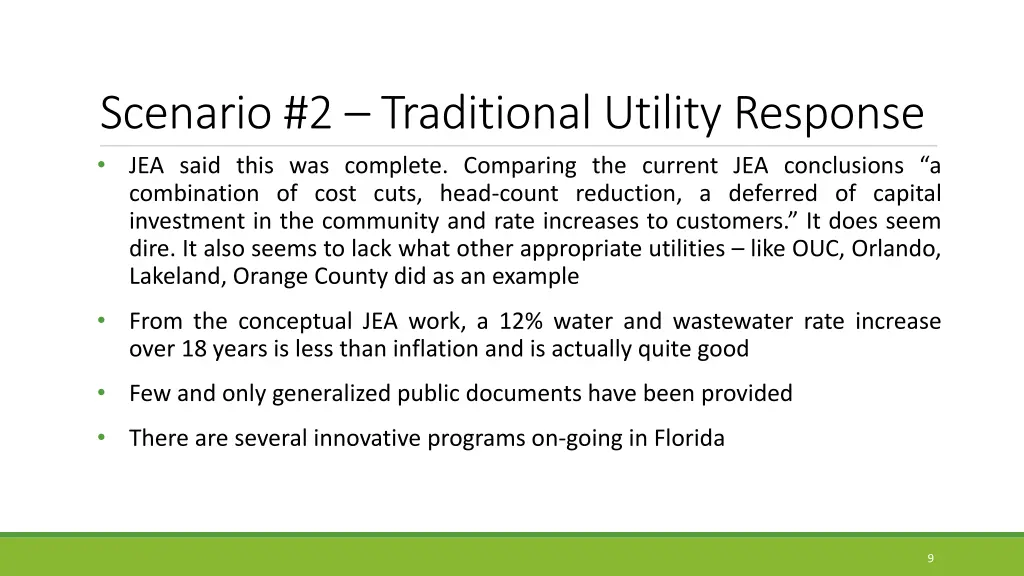 scenario 2 traditional utility response jea said