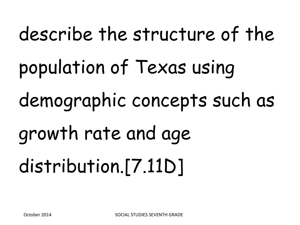 describe the structure of the population of texas