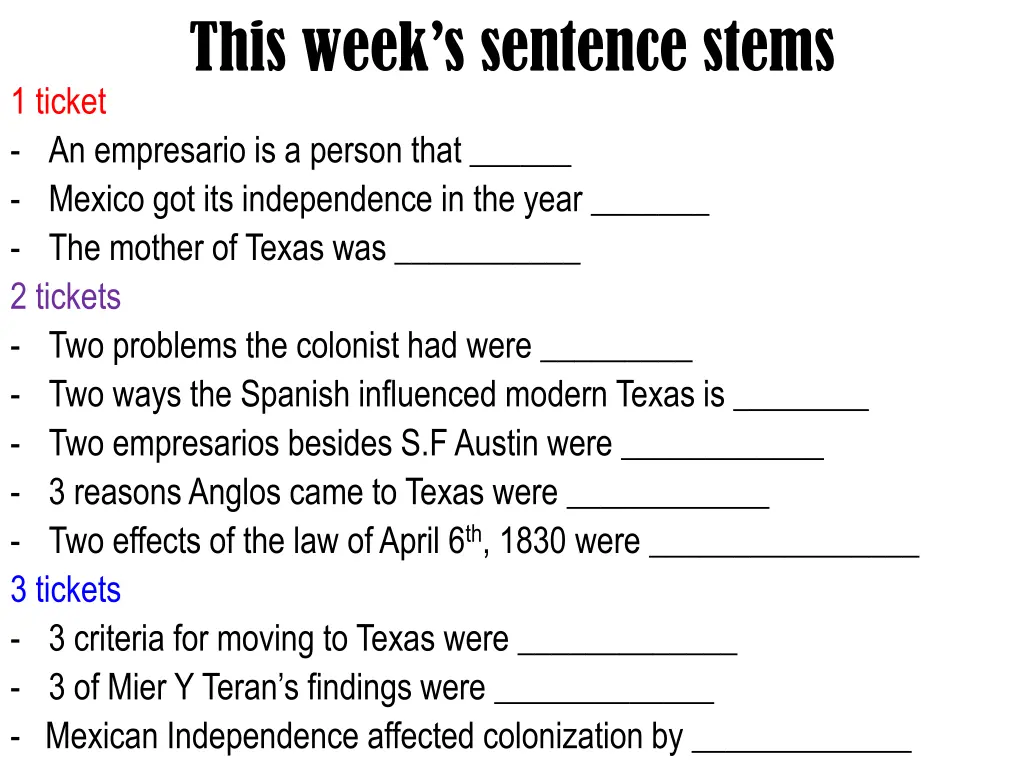 this week s sentence stems 1