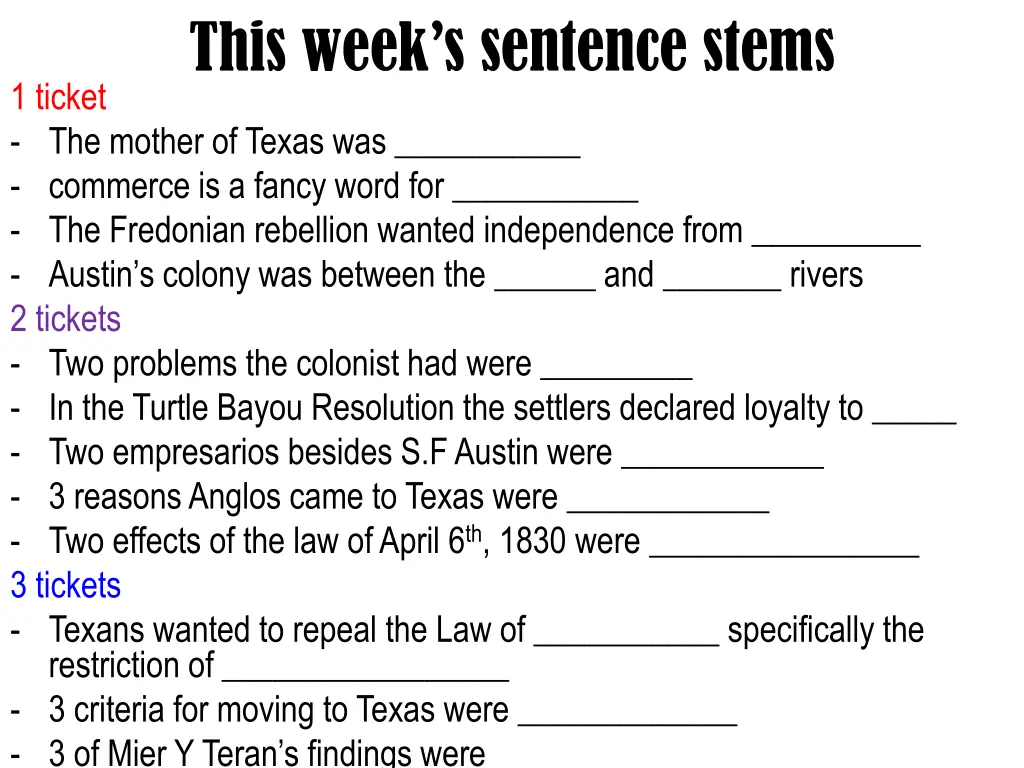 this week s sentence stems