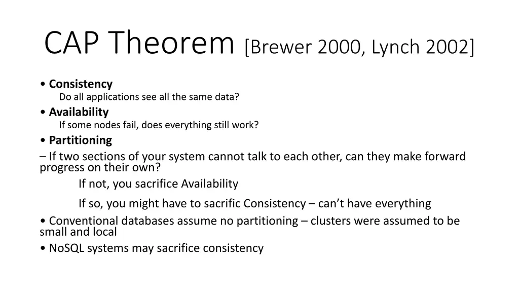 cap theorem brewer 2000 lynch 2002