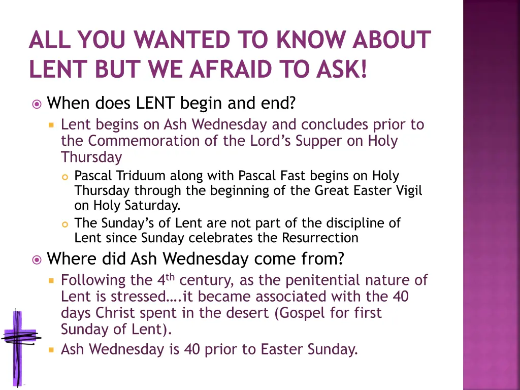 all you wanted to know about lent but we afraid