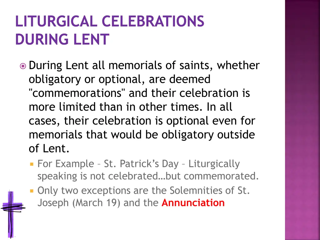 liturgical celebrations during lent