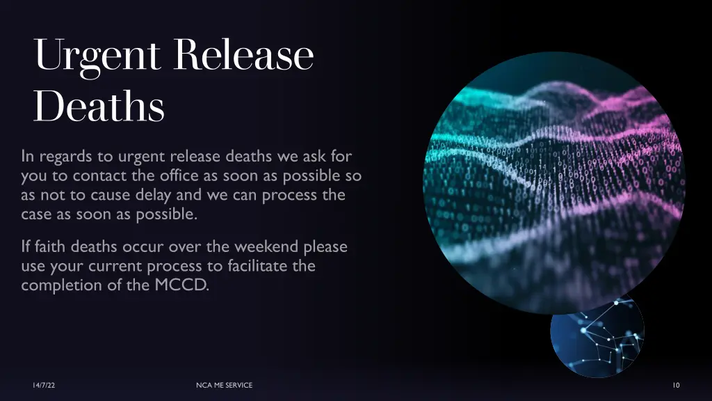 urgent release deaths