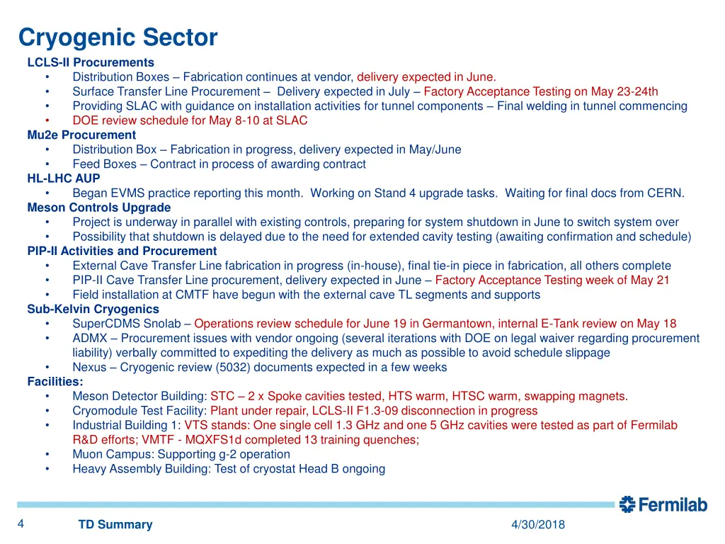 cryogenic sector lcls ii procurements