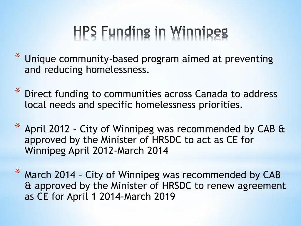 hps funding in winnipeg