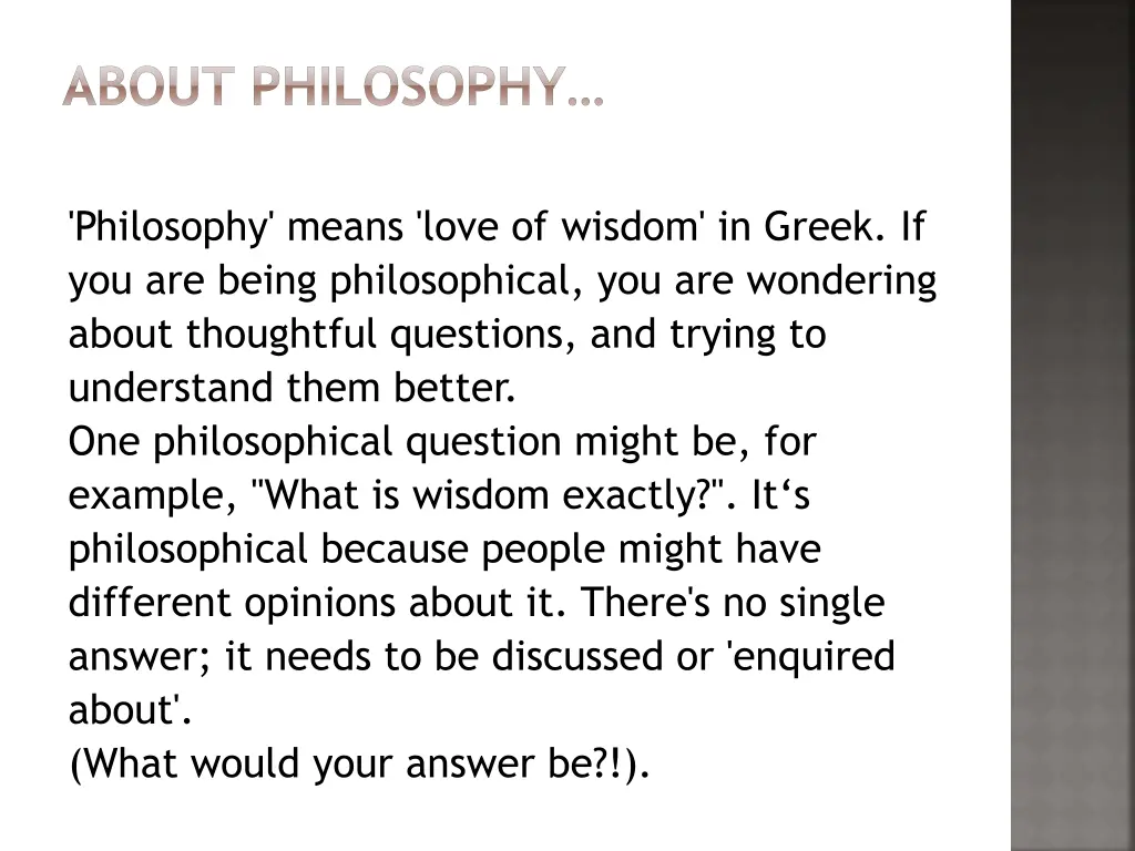 about philosophy