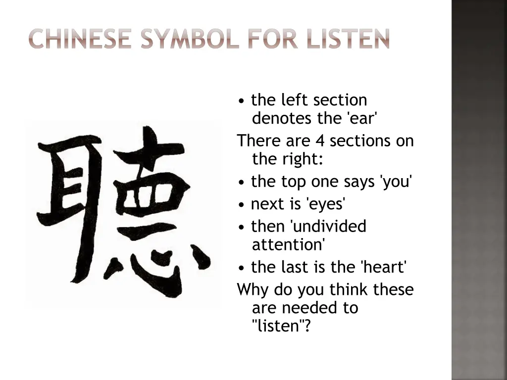 chinese symbol for listen