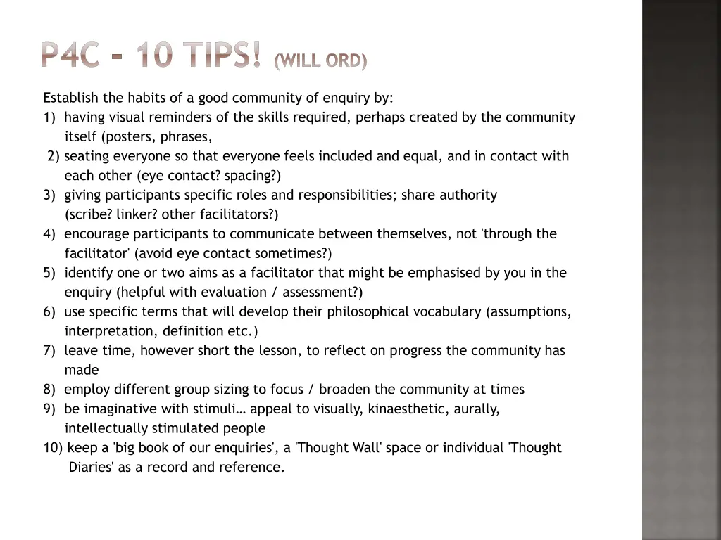 p4c 10 tips will ord