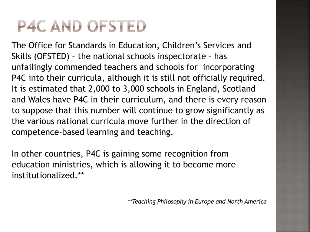 p4c and ofsted