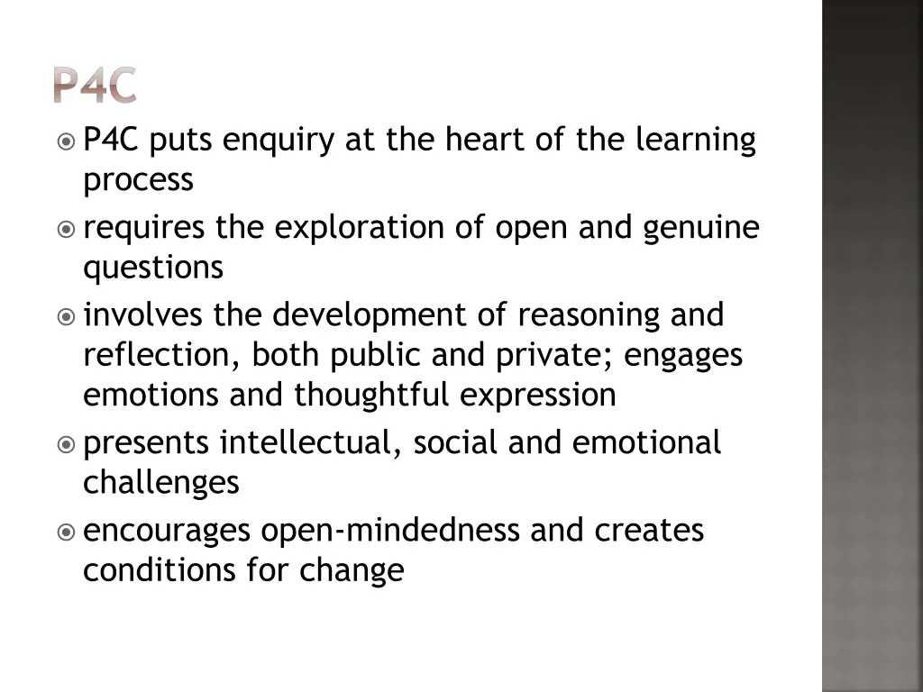 p4c p4c puts enquiry at the heart of the learning