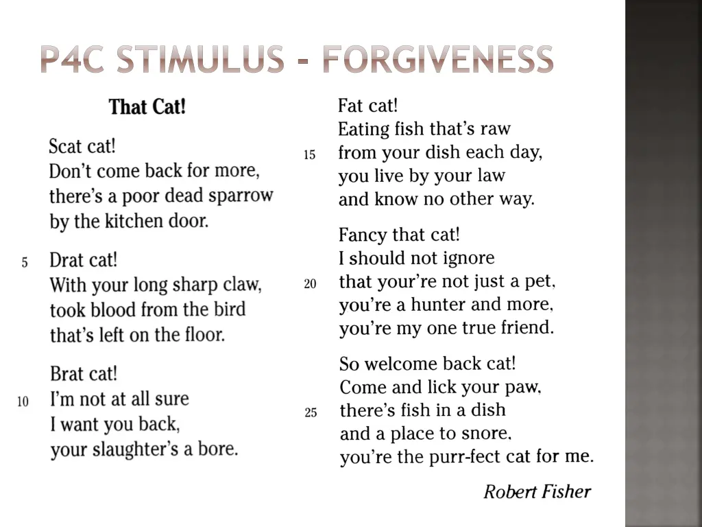 p4c stimulus forgiveness