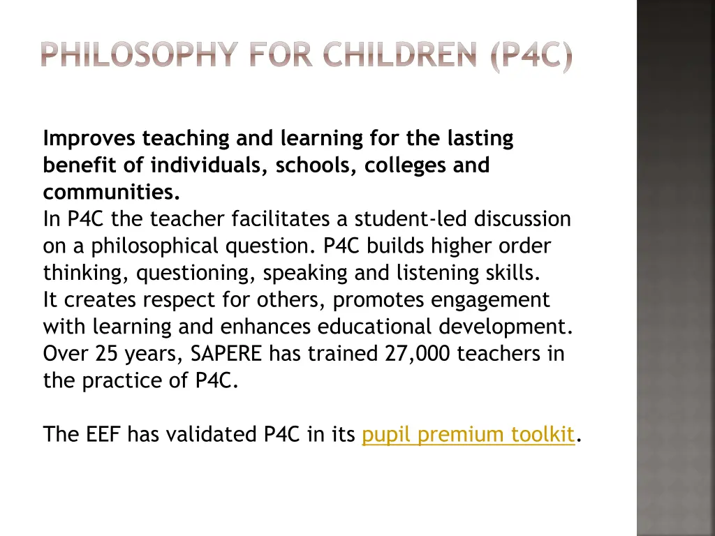 philosophy for children p4c