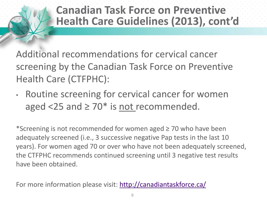 canadian task force on preventive health care 1