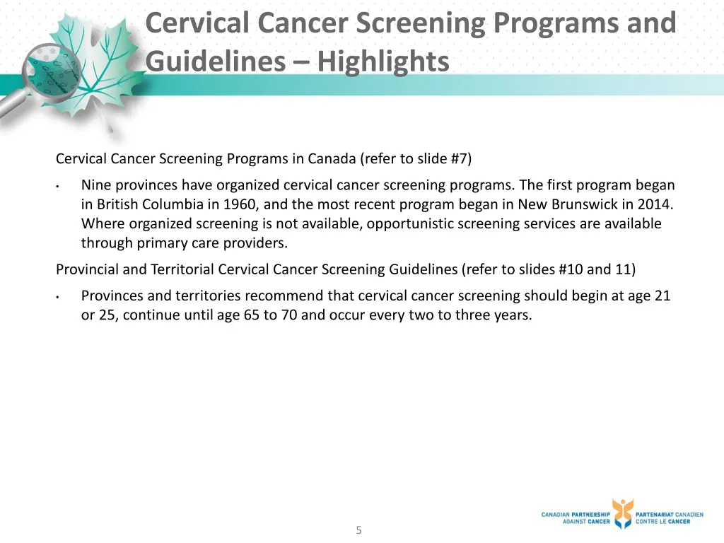 cervical cancer screening programs and guidelines 1