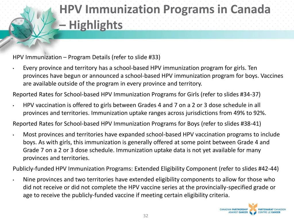 hpv immunization programs in canada highlights