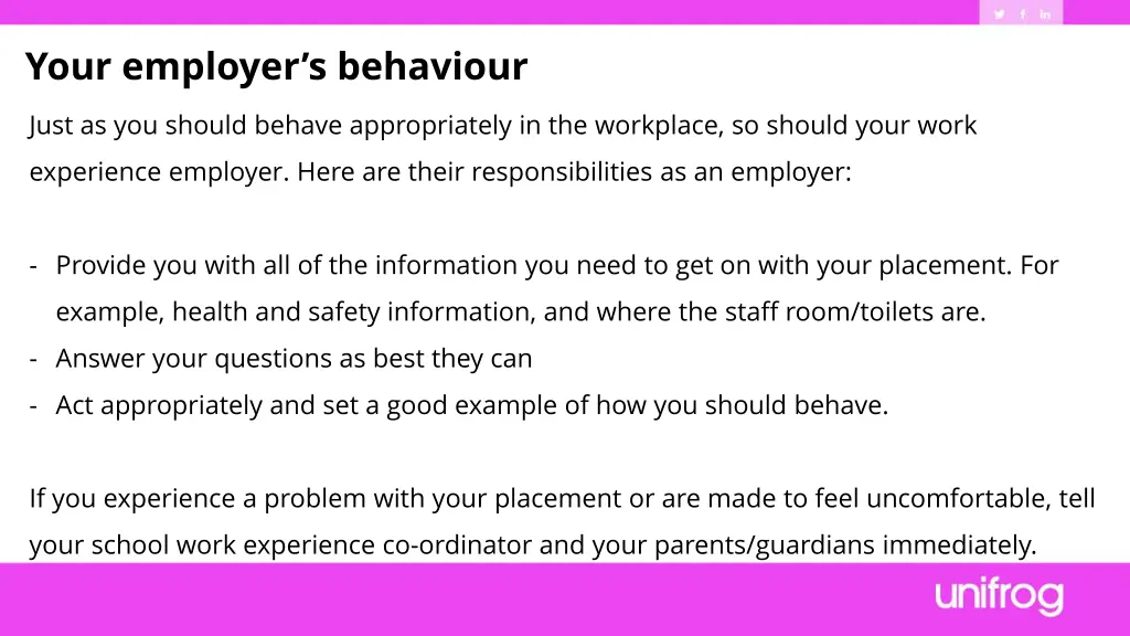 your employer s behaviour