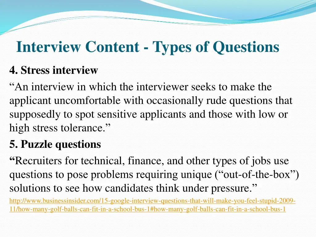 interview content types of questions 1