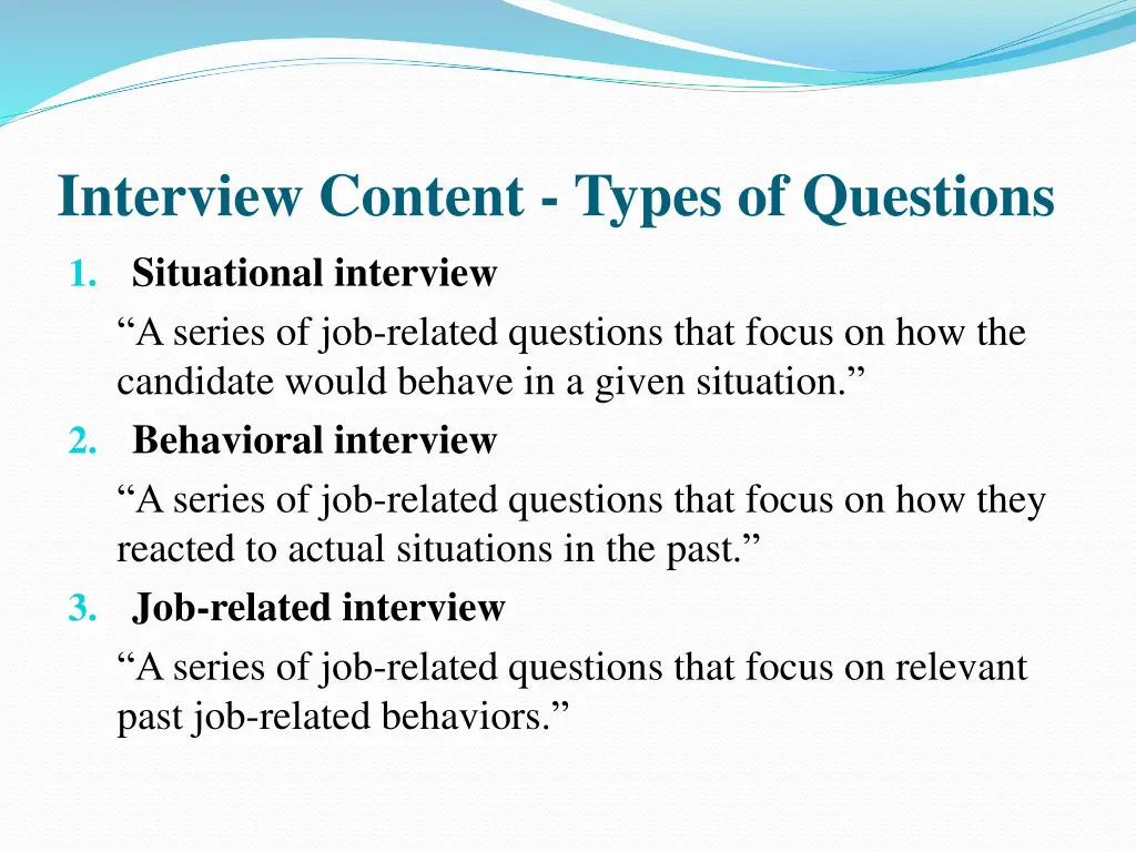 interview content types of questions