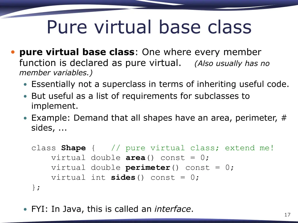 pure virtual base class