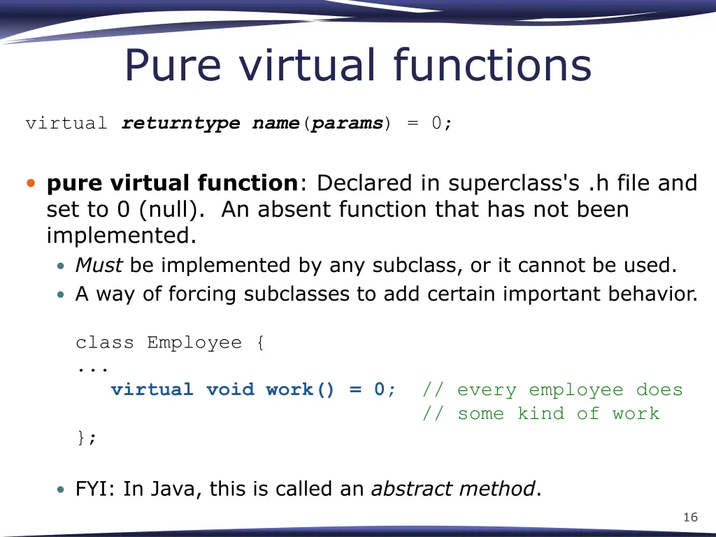 pure virtual functions