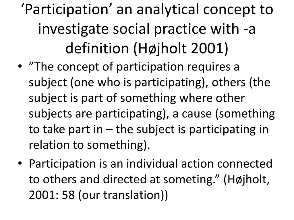 participation an analytical concept