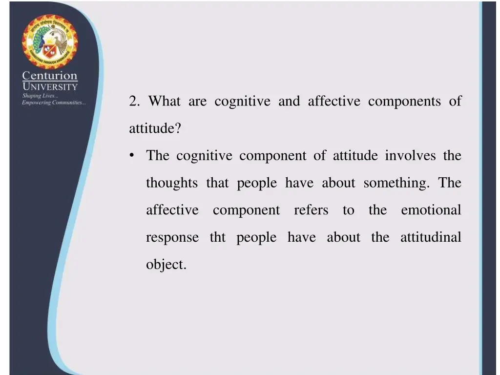 2 what are cognitive and affective components of