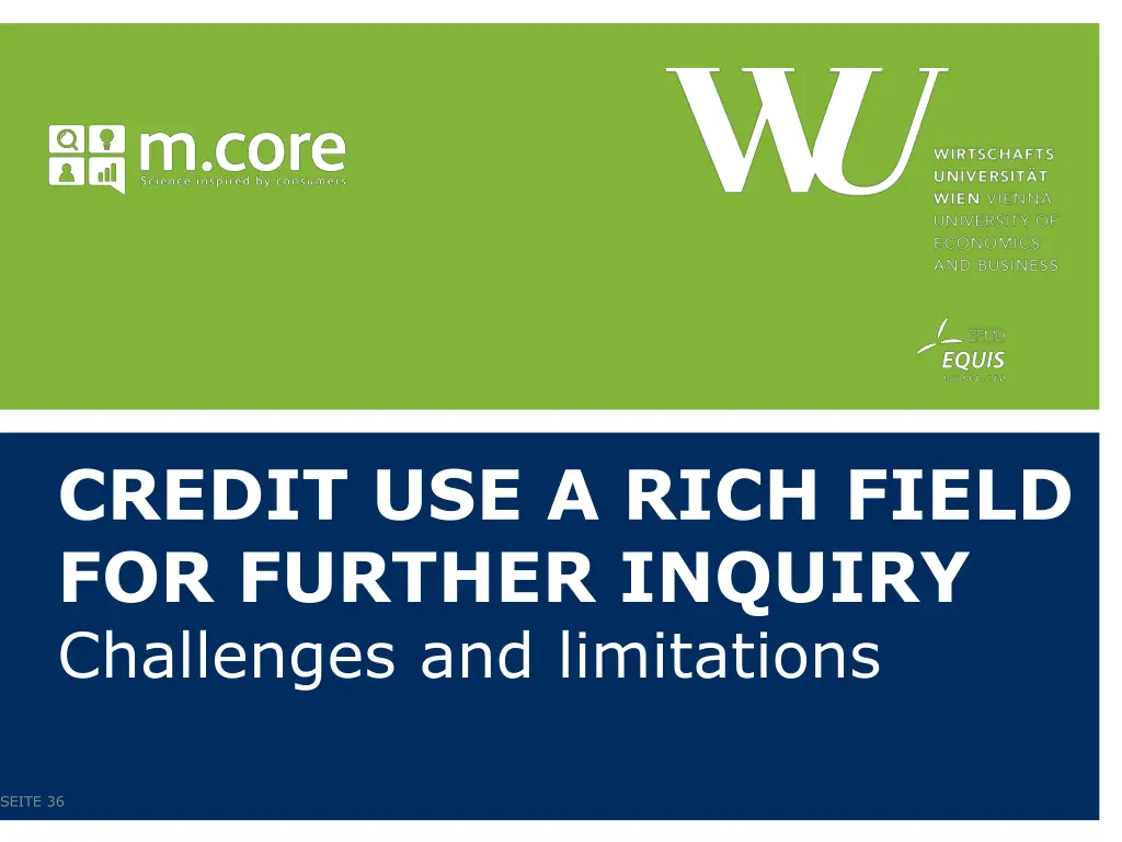 credit use a rich field for further inquiry