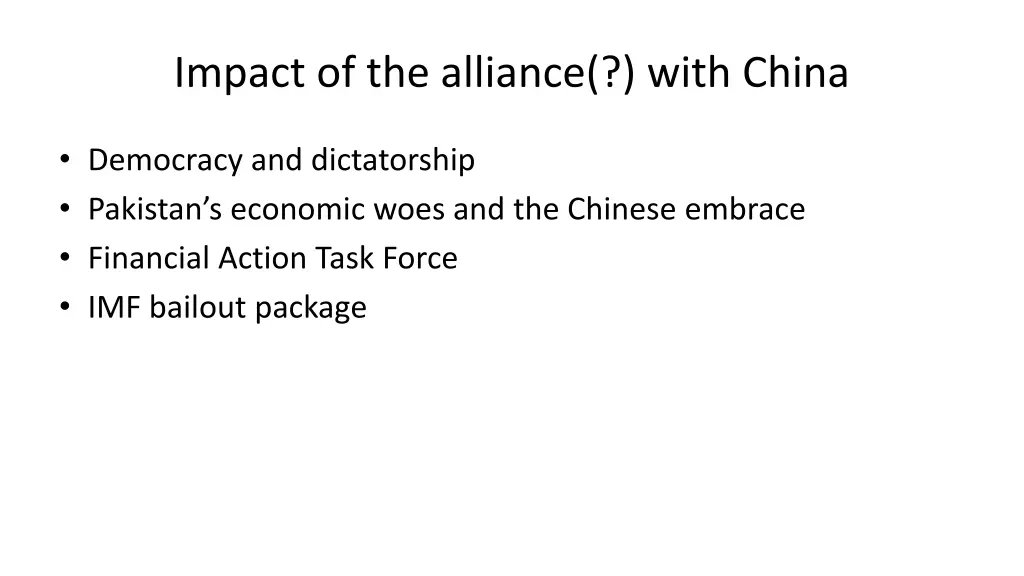 impact of the alliance with china