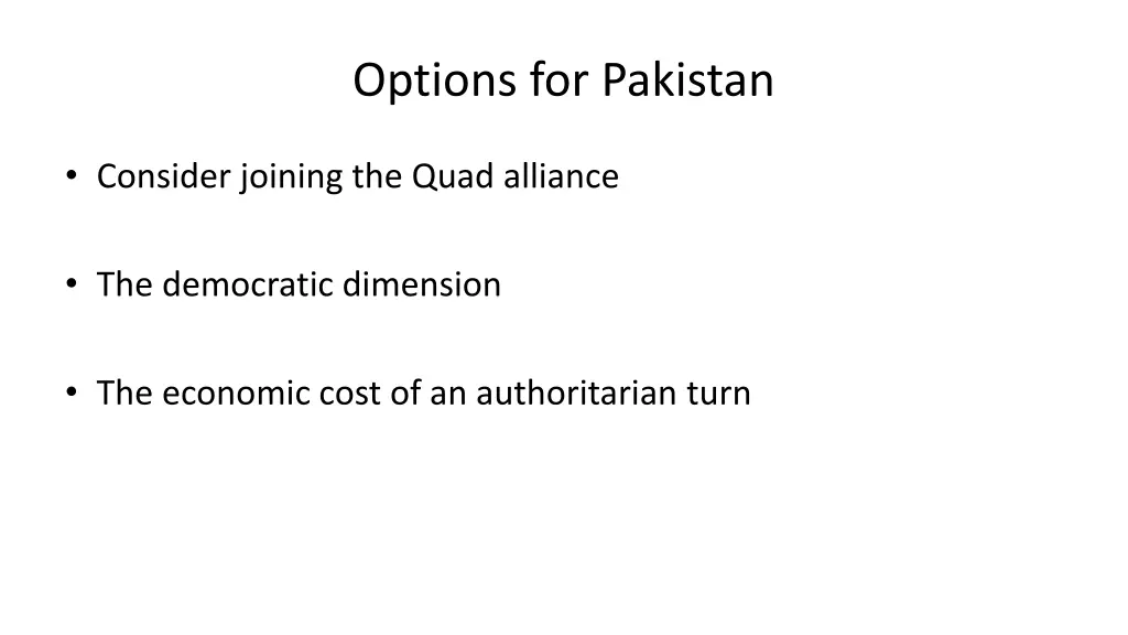 options for pakistan