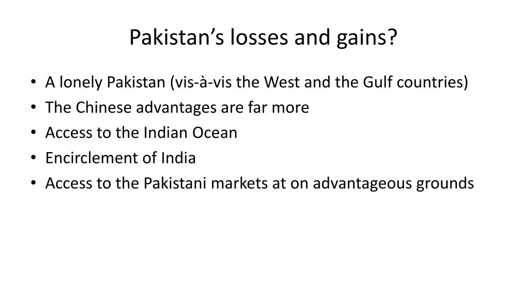 pakistan s losses and gains 1