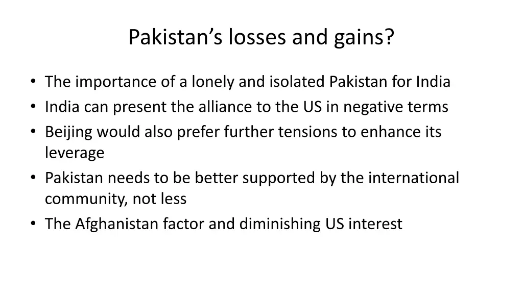 pakistan s losses and gains