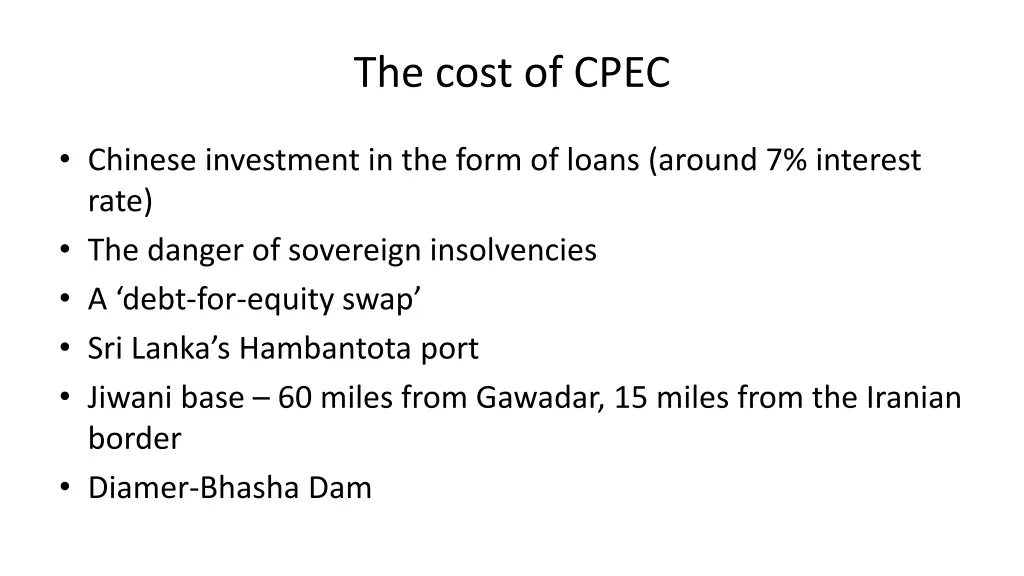 the cost of cpec