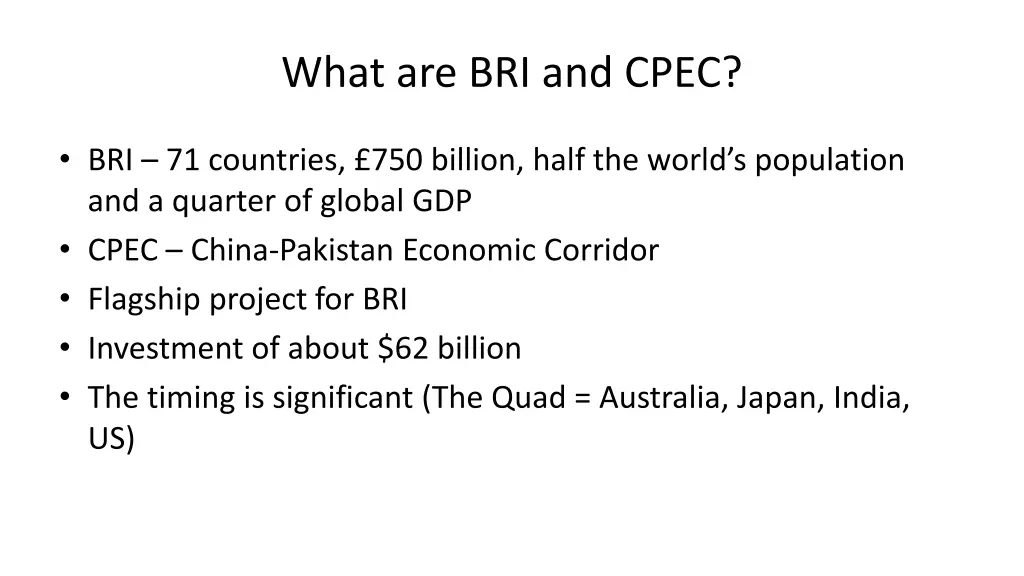 what are bri and cpec