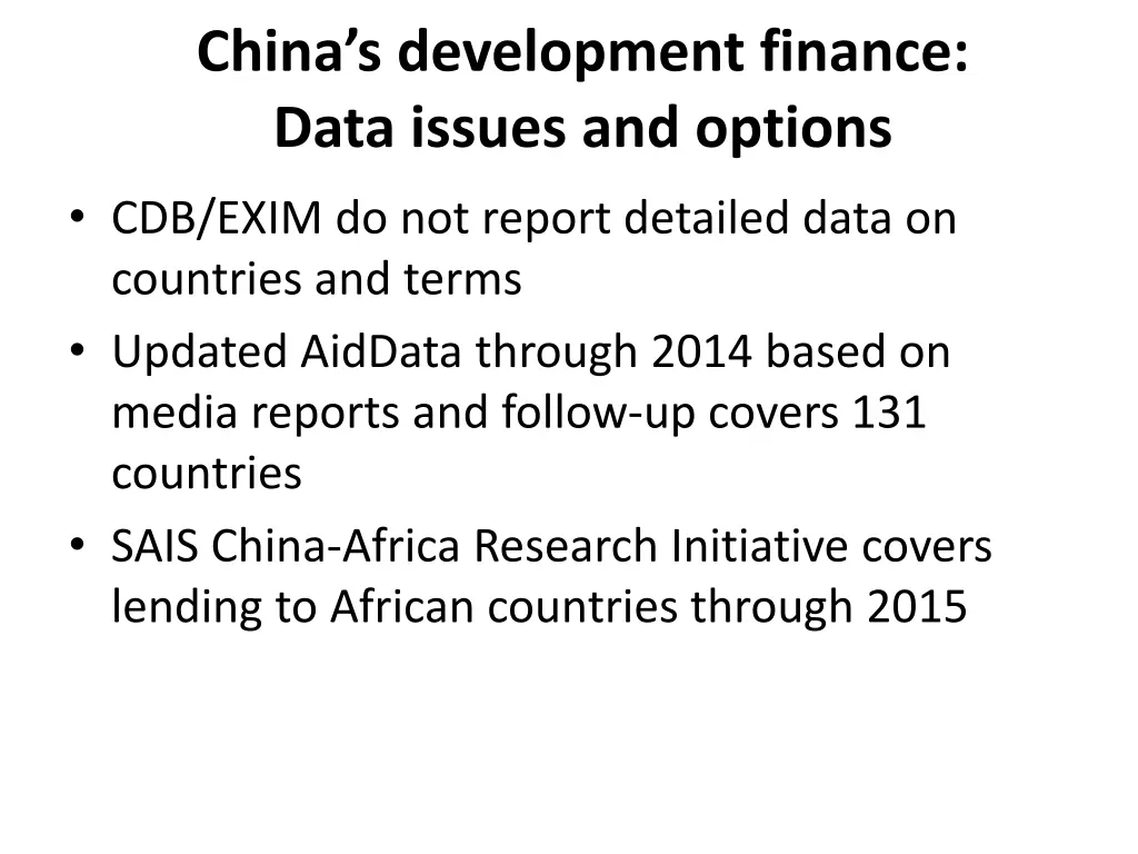 china s development finance data issues