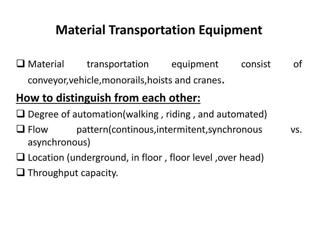 material transportation equipment