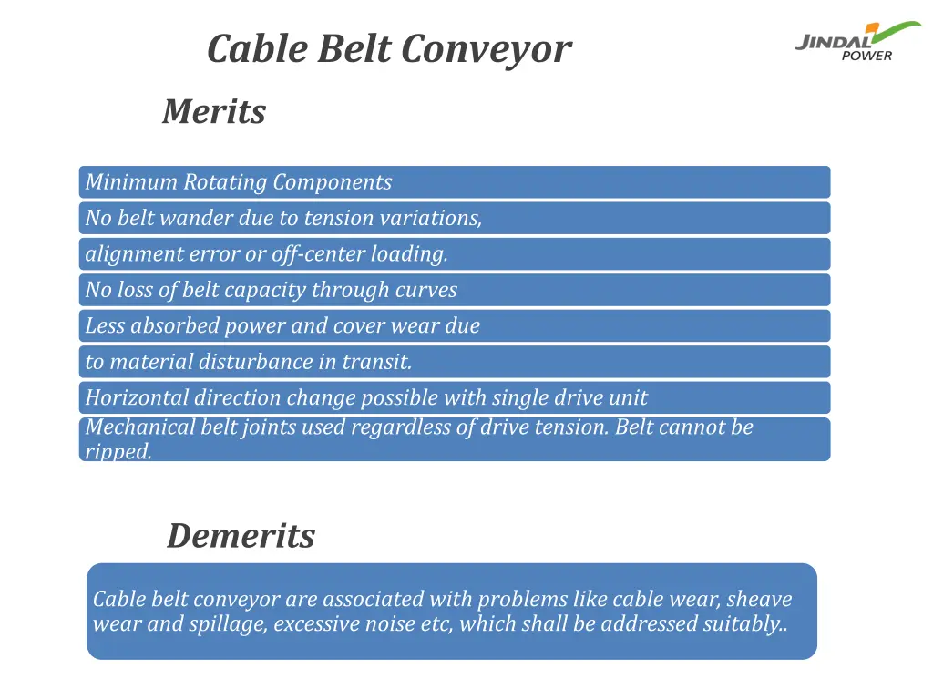 cable belt conveyor merits