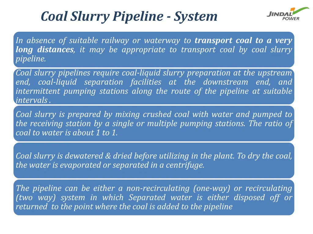 coal slurry pipeline system