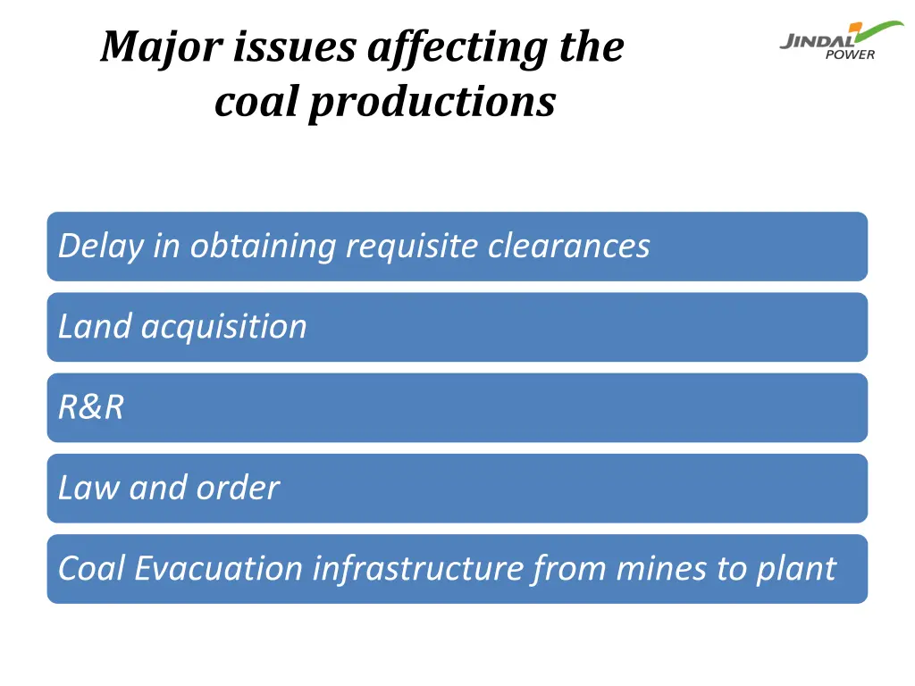 major issues affecting the coal productions