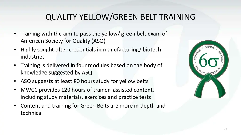 quality yellow green belt training