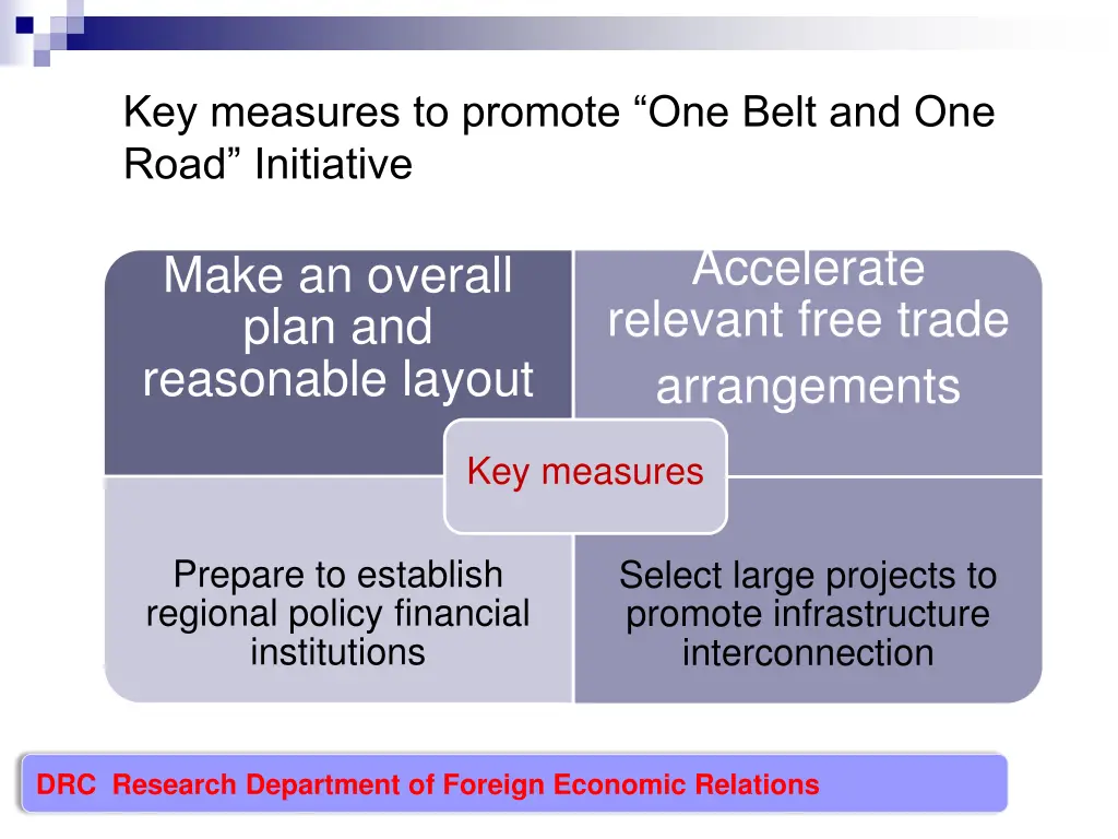 key measures to promote one belt and one road