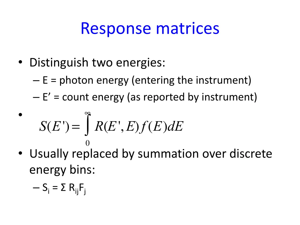 response matrices