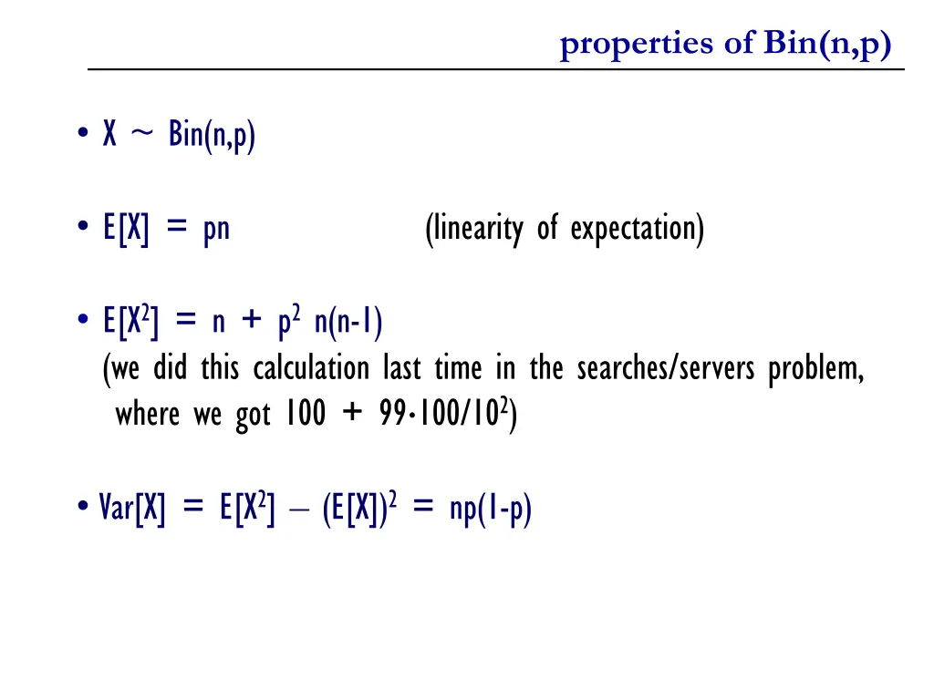 properties of bin n p