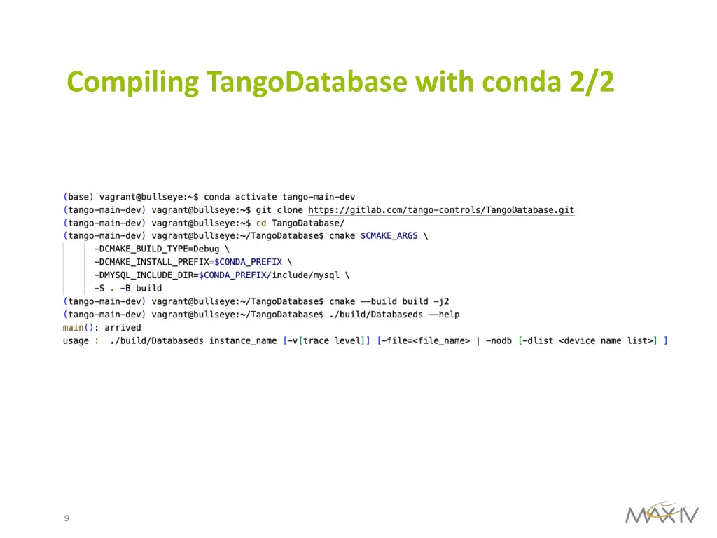 compiling tangodatabase with conda 2 2