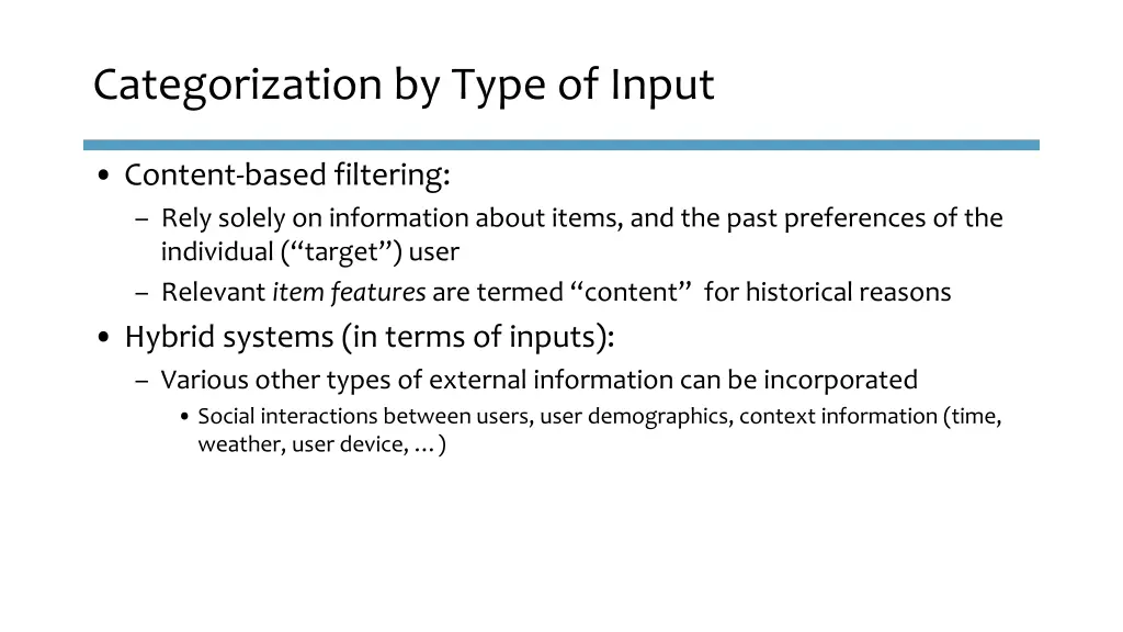 categorization by type of input 2