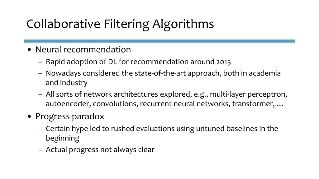 collaborative filtering algorithms 12