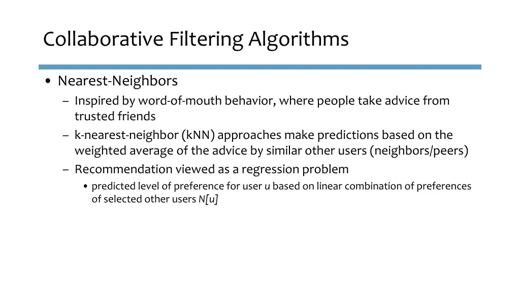 collaborative filtering algorithms