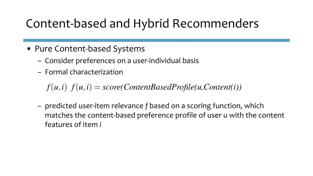 content based and hybrid recommenders 1