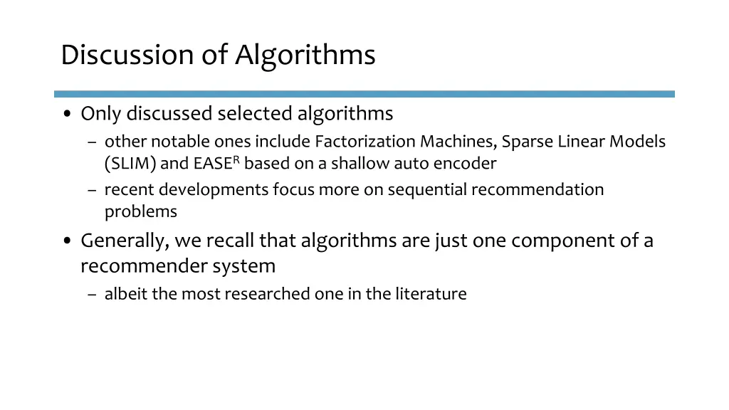 discussion of algorithms