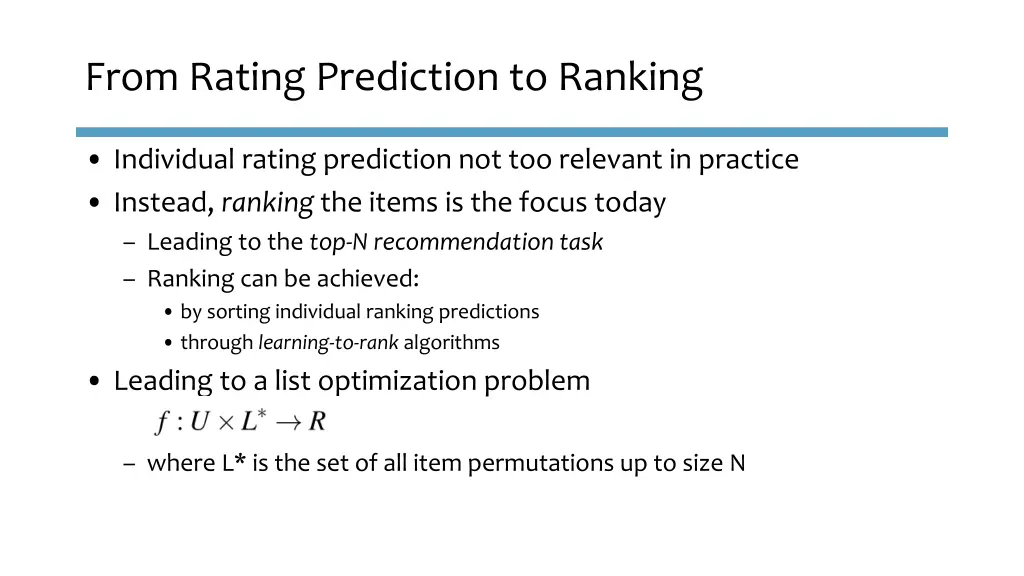 from rating prediction to ranking